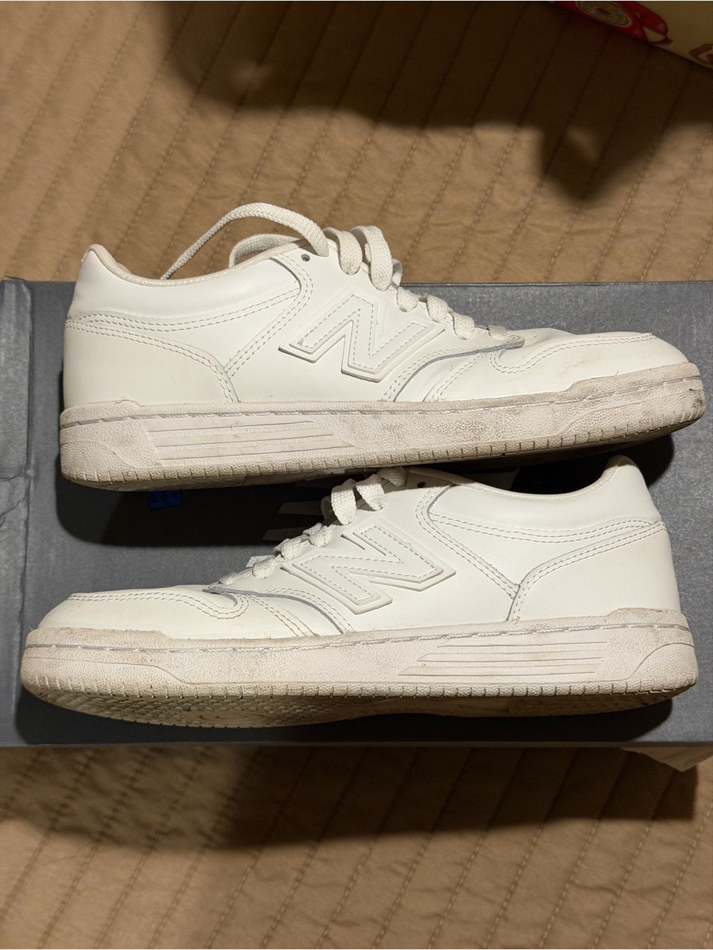 New Balance Kids White Leather Sneakers